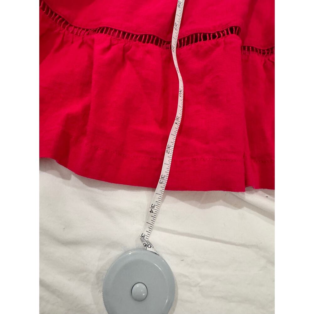 Anthropologie Maeve Bettina Tiered Mini Shirt Dress Linen 1X Hot Pink Raspberry - Picture 16 of 16